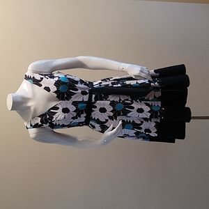 Nine West Black turquoise & white Dress 6 Petite